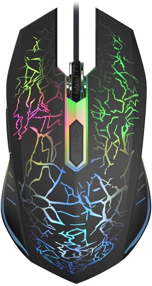 Wired Gaming Mouse with Side Buttons - 6 Programmable Keys - Adjustable DPI - RGB Breathing Color Changing Backlight - Responsive Clicks - Ergonomic Design for PC Gamers - also available in White