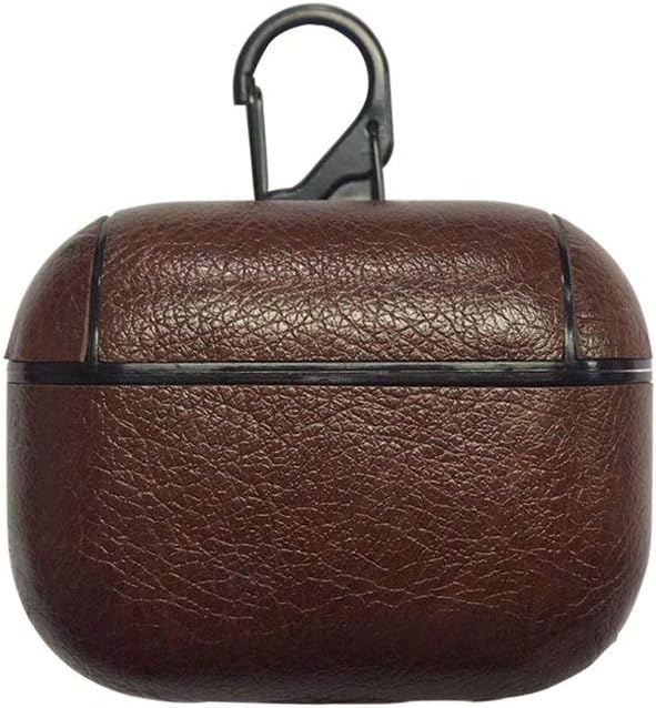 ONGHSD PU Leather Protective Case for AirPods Pro 2019 Case,Portable Leather Protective Skin Shock-Proof Case Cover for Apple Airpod Pro Case 3 Generation Support Wired & Wireless Charging (Brown)