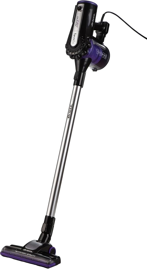 Ariete 2359 Handy Force RBT, kabelgebundener elektrischer Besen 2 in 1 Staubsauger und Krümelsauger, 600 W, HEPA-Filter, beutellose Zyklontechnologie, motorisierte Bürste, Flieder