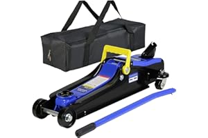 KUVADAZ 2 Ton Low Profile Floor Jack, Heavy Duty With Single Piston Quick Lift Pump, Steel Car Jack Adjustable Height 3.3"-15.2", Hydraulic Trolley 4000 LBS Capacity, Blue
