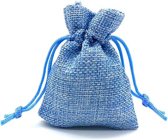 Amazon Maiddy 小物入れ ラッピング 袋 麻 素材 結婚式のお返し や アクセサリー 梱包 手芸用品 として 水色 10 8 25枚セット ギフトバッグ 袋 文房具 オフィス用品