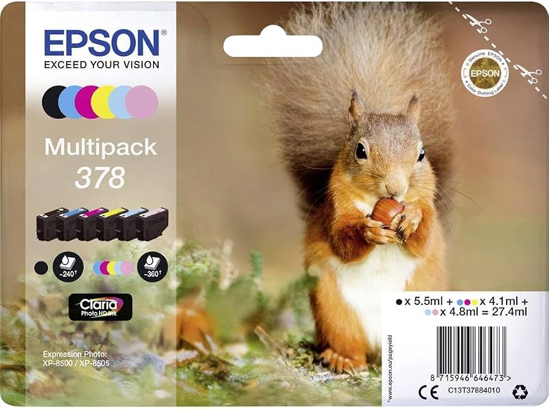 Epson 378 Ink Cartridge Set Black Cyan Magenta Yellow Standard Capacity