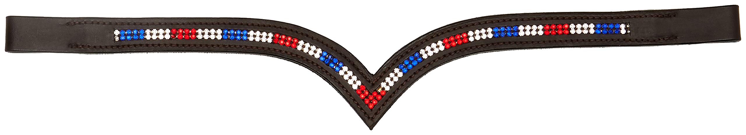 Cwel Equine (V) Shaped 2 Row *Team GB* Crystal Browband BROWN FULL/COB (FULL 16")