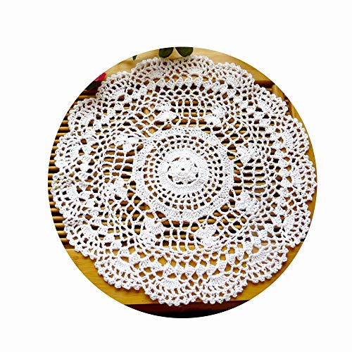Laivigo New Handmade Crochet Cotton Lace Round Table Placemats Doilies Doily,2PCS,12 Inch,Whittete
