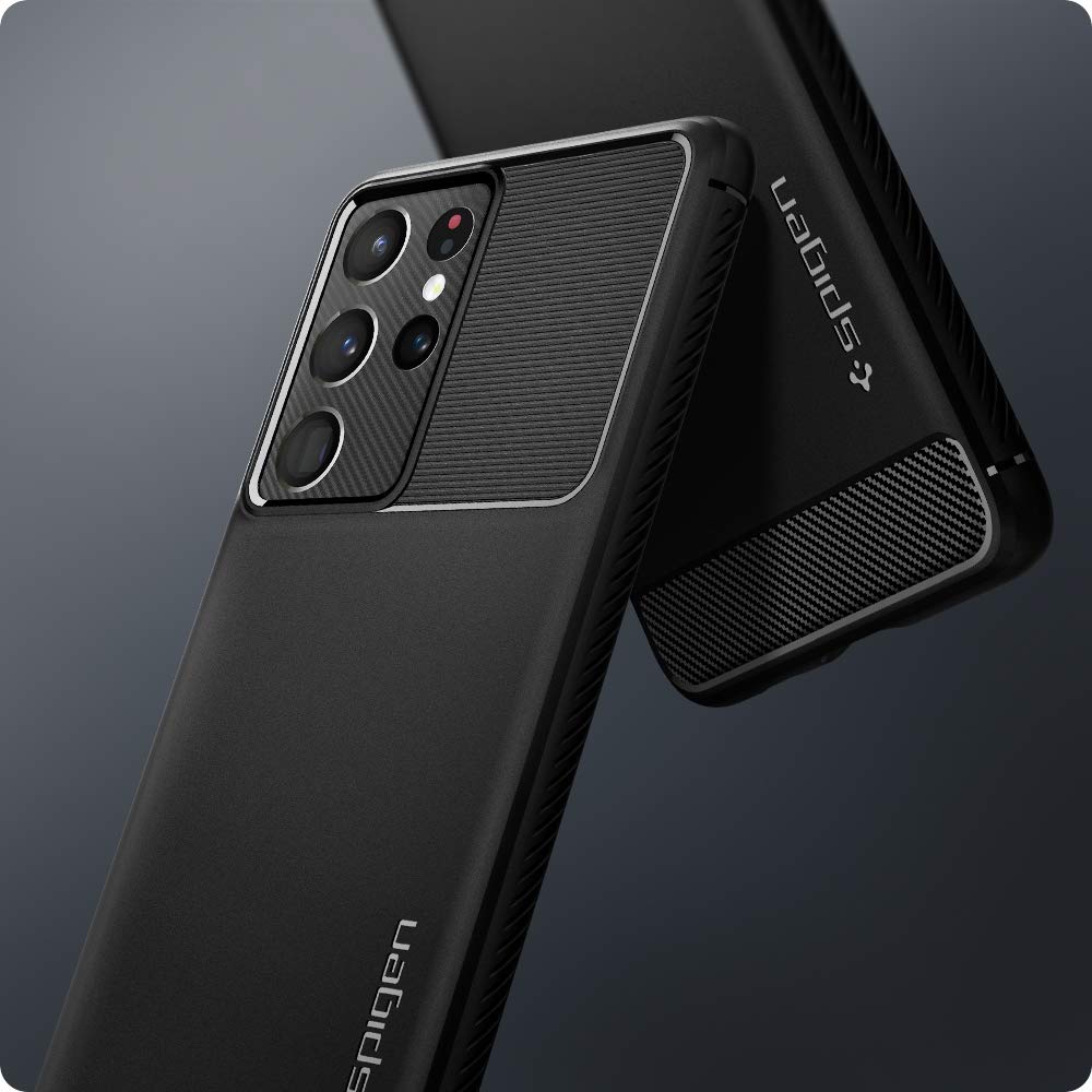 Spigen Rugged Armor Designed for Galaxy S21 Ultra Case (2021) - Matte Black