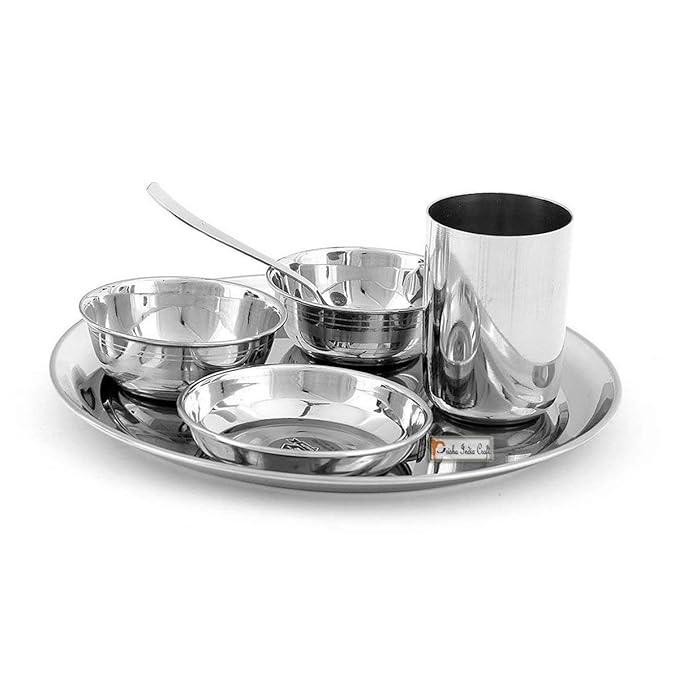 Buy Prisha India Craft Stainless Steel Thali Set Dinner Plates Thali