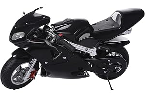 Cuteam Mini Motorcycle, Kids Gas Motorcycle, Gas Powered Motorcycle, 49cc High Brightness Dual Headlights Rubber Handlebar Pocket Gas Motorbike Strong Power 2-Stroke for Kids Birthday Gift (Black)