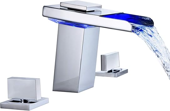 Sumerain Waterfall Faucet Led Widespread Bathroom Faucet Wide