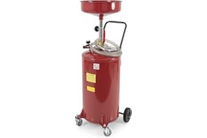 ARKSEN 20 Gallon Waste Oil Change Tank, Portable Air Operated Fluid Drain Disposal with Adjustable Height, Heavy Duty Construction with Wheels, Automotive - Red