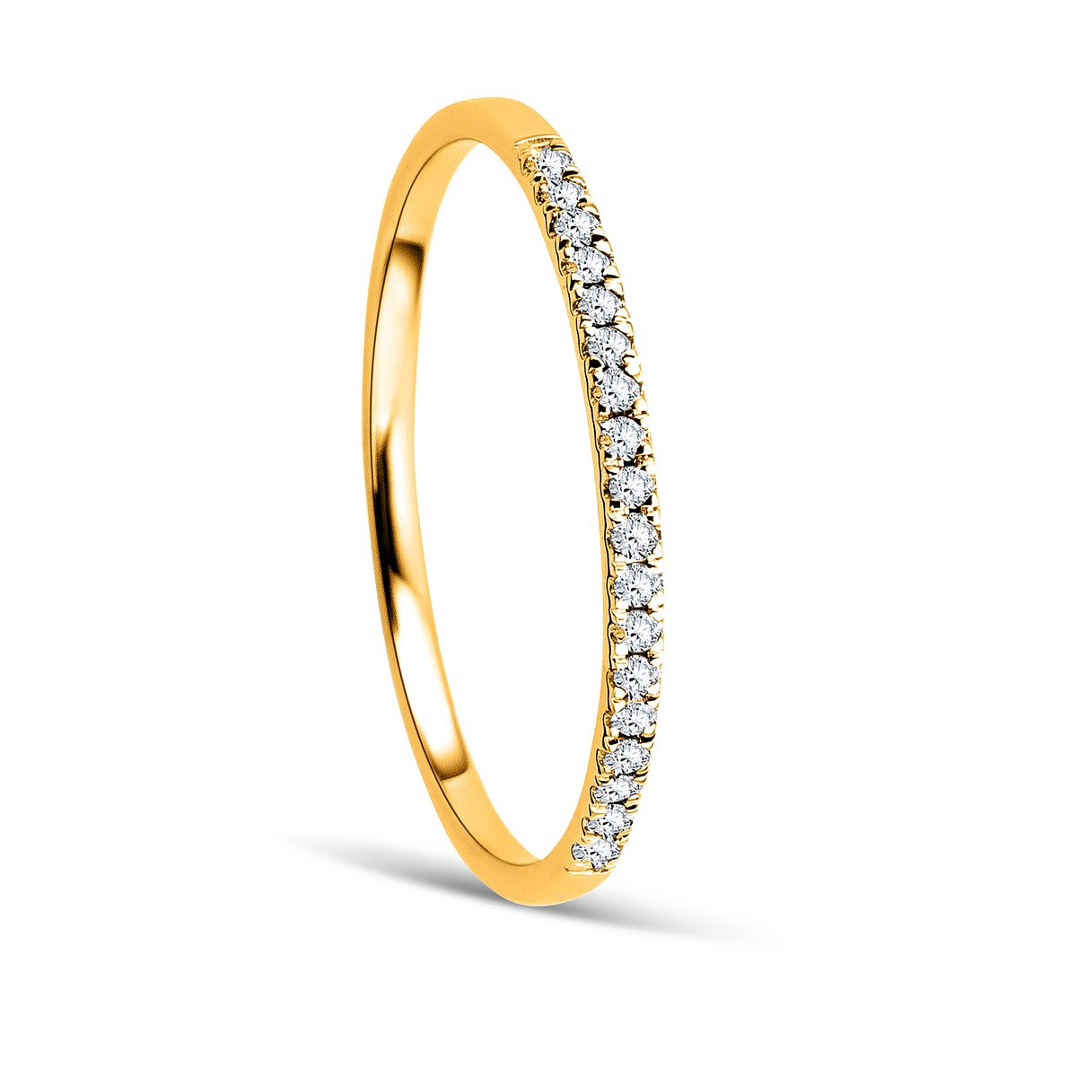 OROVI Yellow Gold Ring for Women with Diamonds in 9 Carat Gold, Hypoallergenic Ring - Handmade eternity rings with jewellery box