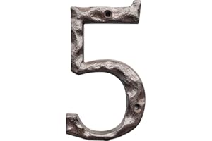 BetLight Cast Iron House Numbers-5 Inch Rustic Address Number- Solid & Heavy Duty/Easy Install with Matching Screws-Number 5
