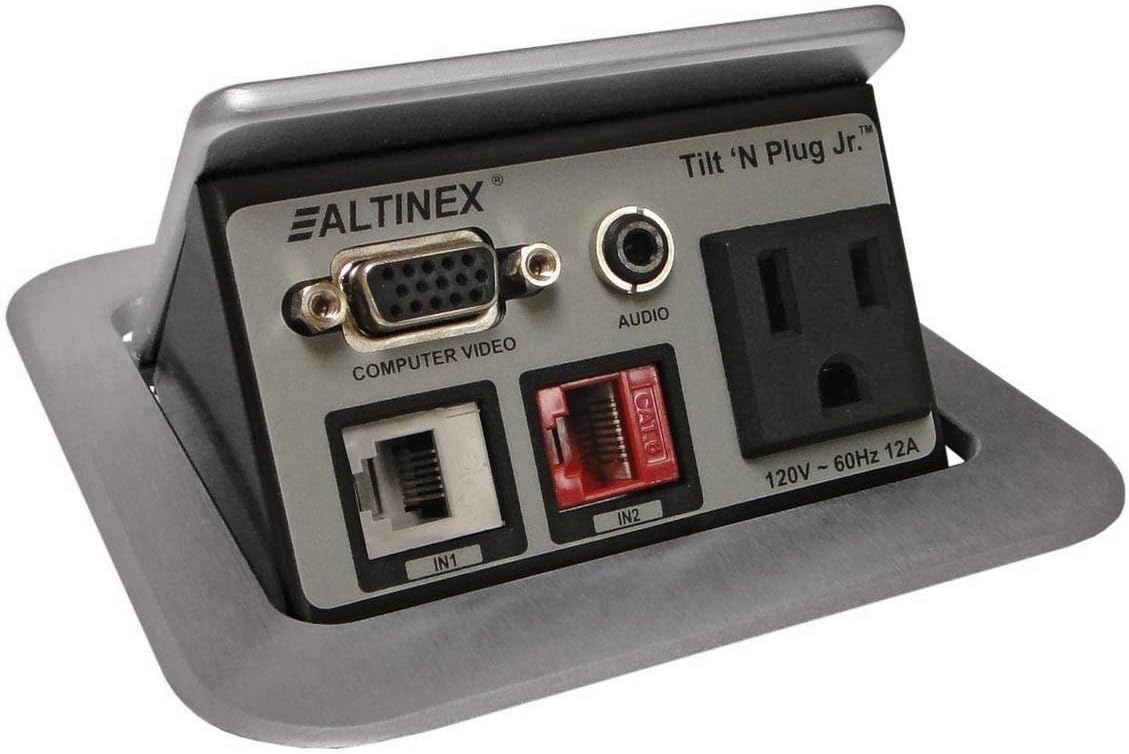 Altinex Tilt N Plug Jr. Tabletop Interconnect BoxTNP-121 Silver Power Data Center
