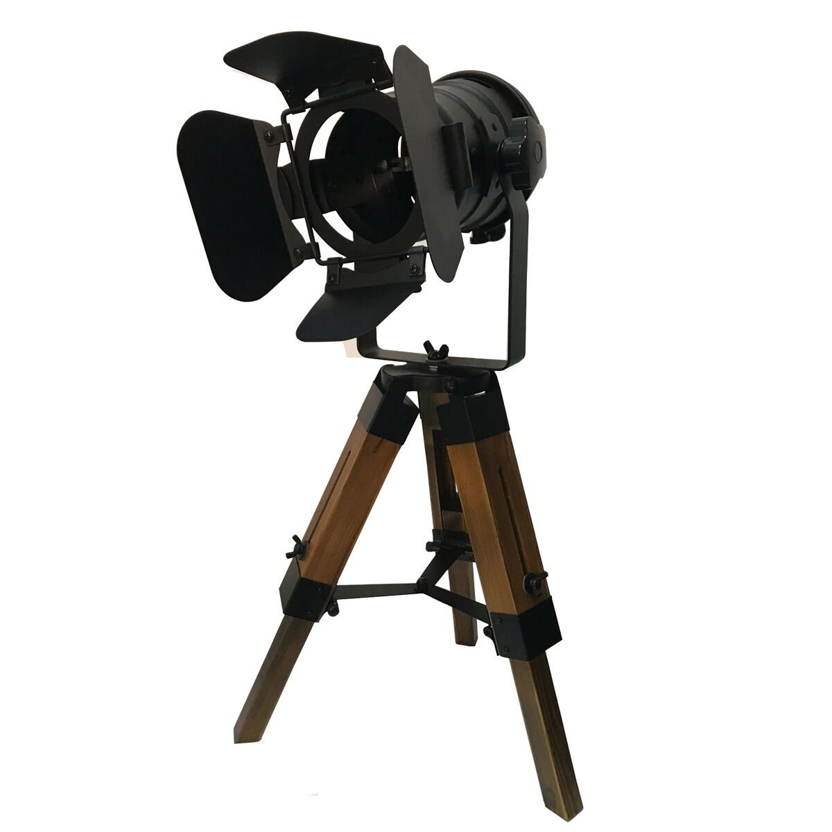 Decoluce Industrial Tripod Floor Table Lamp Vintage Wood Cinema