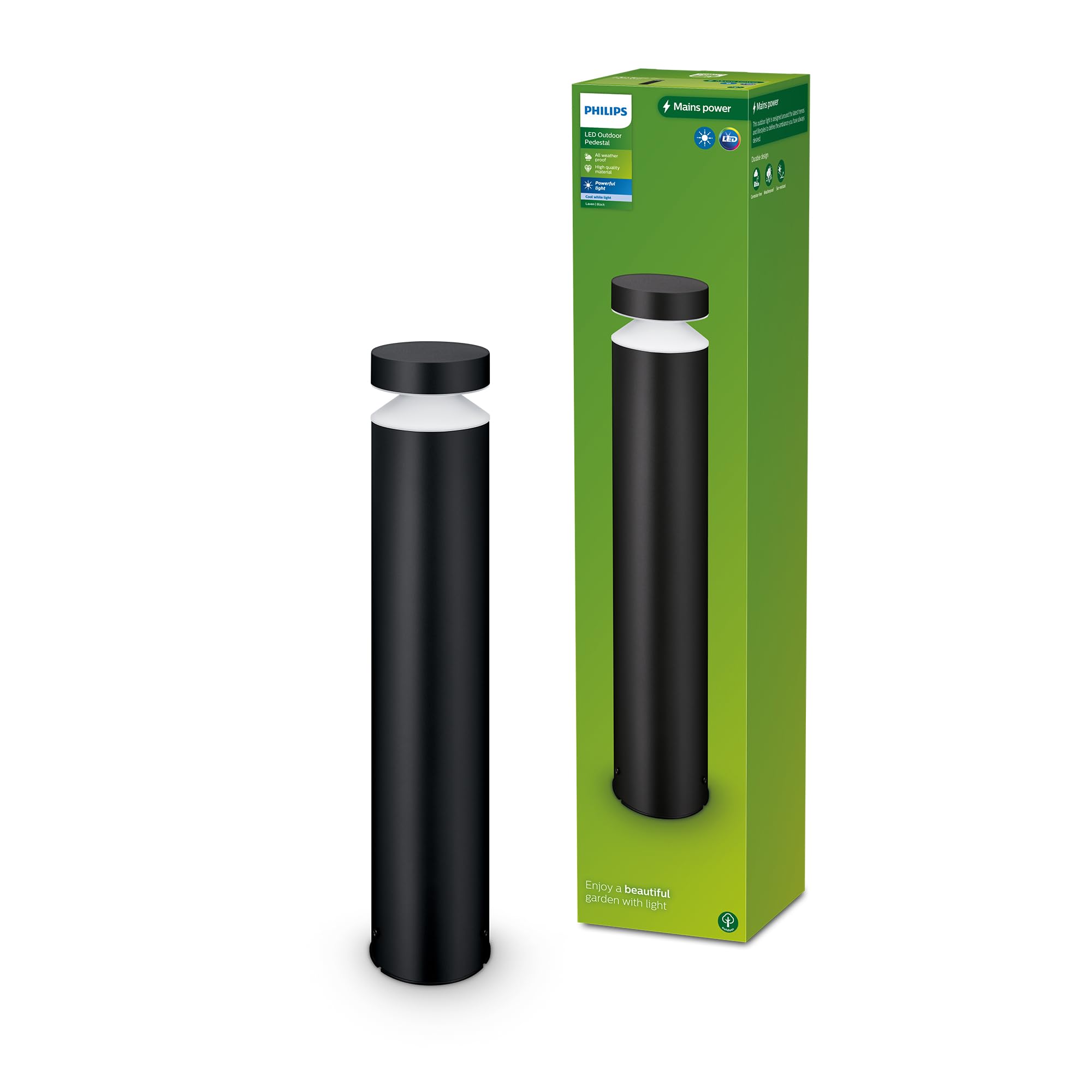 Philips Lighting Pyrona Outdoor wall Light, 12W, 2700K Warm White Light, Black, IP44 Weatherproof