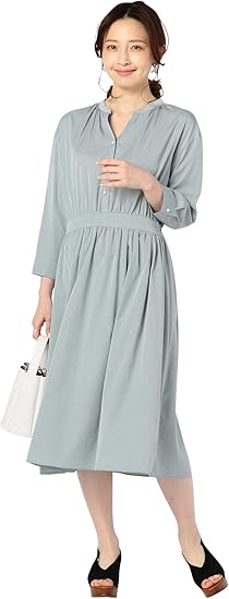 Amazon ノーリーズ Nolley S リヨセルツイルパール釦ワンピース 0 0035 2 07 001 36 ミントグリーン ワンピース チュニック 通販