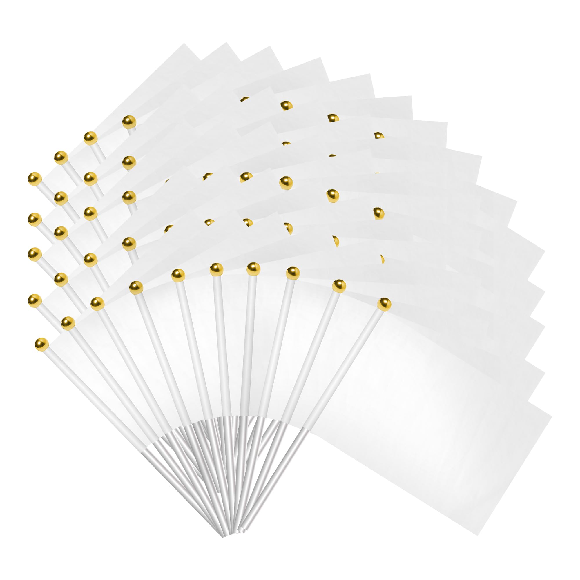 50 Packs Small Banner on Sticks Hand Waving Bunting Hand Held Mini Solid Bunting Small DIY Mini Banner On Stick Party Garden Decorations Outdoor Decorations 14 * 21cm/5.5 * 8.2in (White)