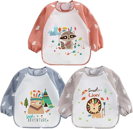Elecmotive 3pcs Enfant Bebe Tablier Bavoir Blouse A Manches Longue Impermeable 6 36 Mois Amazon Fr Bebes Puericulture