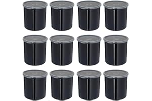 Carlisle FoodService Products Classic Round Storage Container Crock with Lid for Kitchen, Restaurants, Home, Plastic, 1.2 Quarts, Black, (Pack of 12)