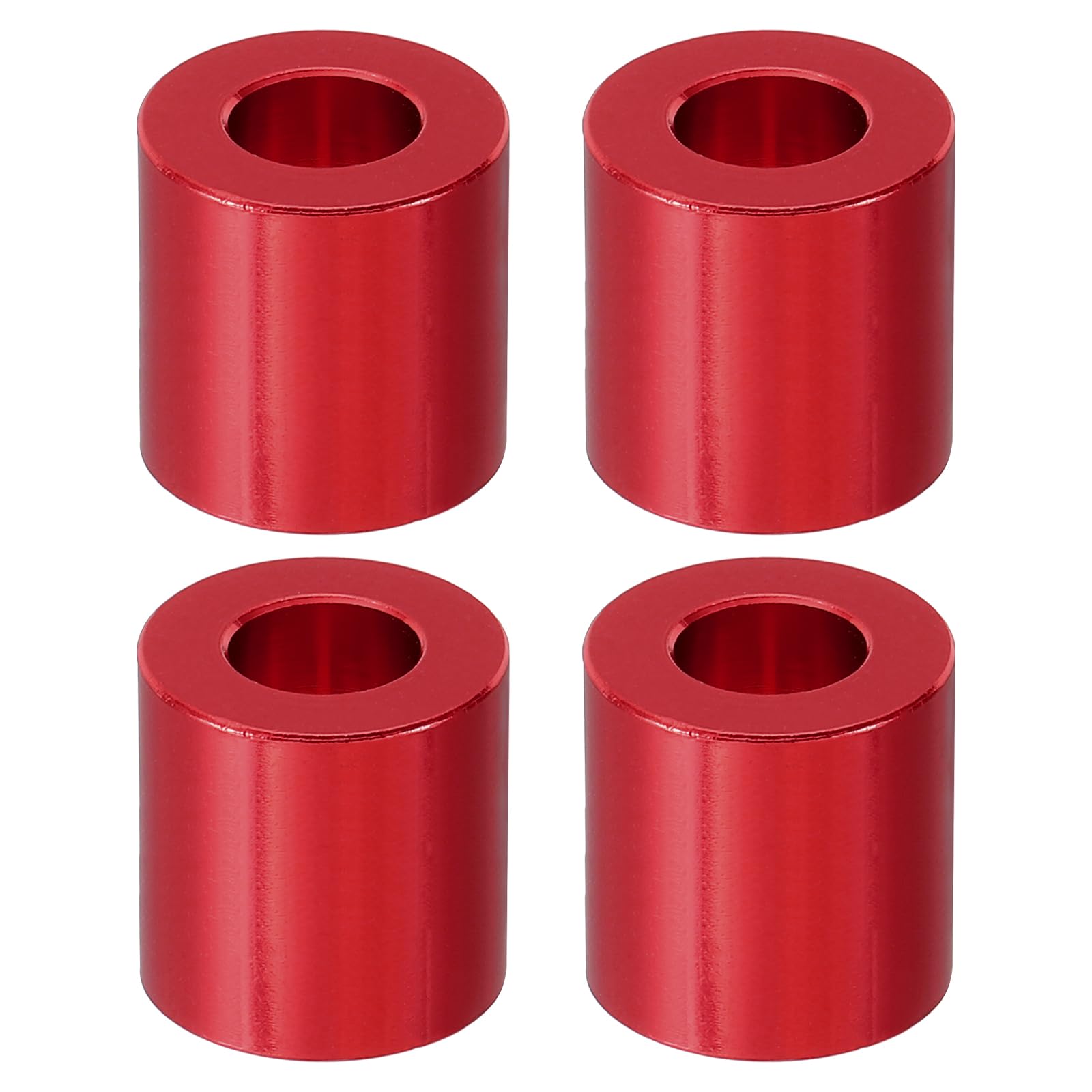 PATIKIL M8 Aluminum Spacer, 4 Pcs Metal Spacers Aluminum 8.2mm ID x 16mm OD x 16mm L Aluminum Spacer Screw Standoff Round for 1/3in or M8 Screw Bolts, Red