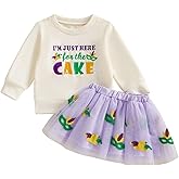 Ayalinggo Toddler Girl MardiGras Outfit Long Sleeve Sweatshirt Ruffle Layered Tulle Tutu Dresses Skirt Kids Carnival Clothes