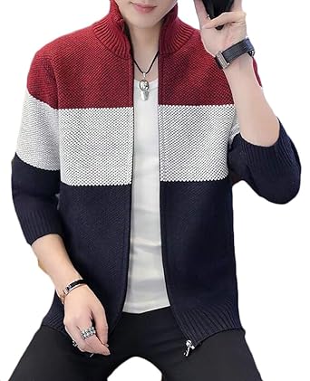 colorblock slim zip sweater