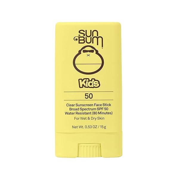 SUN BUM KIDS SPF 50 CLEAR FACE STICK SUNSCREEN – WET OR DRY SKIN APPLICATION BROAD SPECTRUM SUNSCREEN WITH VITAMIN E – HAWAII 104 ACT COMPLIANT (WITHOUT OCTINOXATE & OXYBENZONE) – TRAVEL SIZE 0.53 OZ