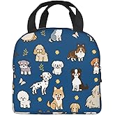 Zminciu Cute Puppy Dog Lunch Bag Reusable Zipper Closure Leakproof Insulated Lunch Box Cooler Tote Bag Food Container Snack Bag