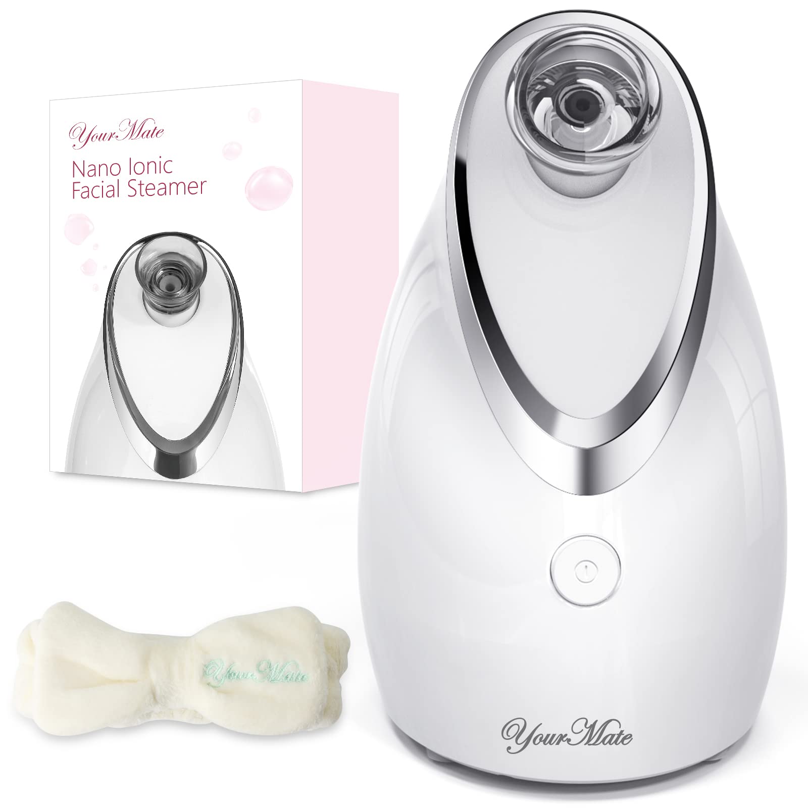 Photo 1 of YourMate Facial Steamer Nano Ionic Face Steamer, Adjustable Nozzle with Aromatherapy Warm Mist for Sinuses Moisturizing Humidifier Unclogs Pores, Homeuse Vaporizador Facial (White)