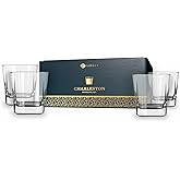 Libbey Charleston Rocks Glasses Set of 4, 12 Oz, Clear Square Base Glass Cocktail Glasses, Modern Bar Glassware Set for Parties and Casual Gatherings
