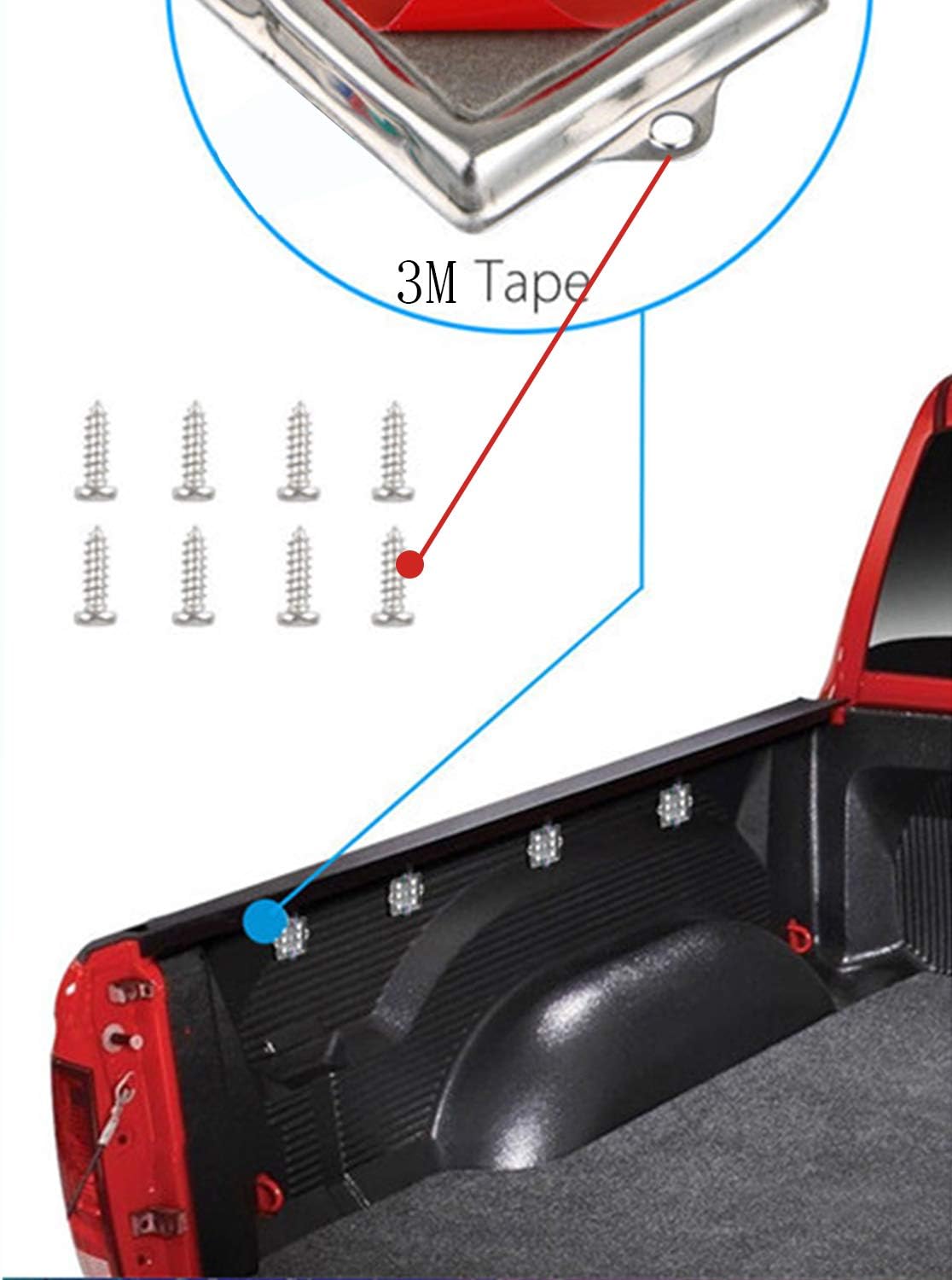 NBWDY 8 PCs 12V Led Truck Bed Light Kit,48 LEDs Cargo Truck Pickup Bed, Off Road Under Car, Foot Wells, Rail Lights Lighting Kit includes Power Switch (White): Automotive