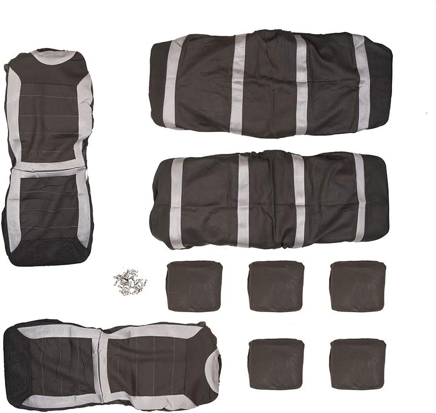 Xtremeauto® Classic Car Seat Covers Set Front & Rear complete with headrest Covers (Grey) - Image 3