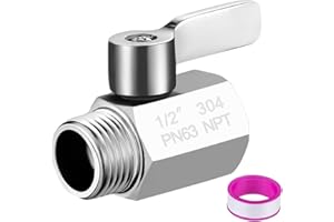 Carvedexquisitely Shower Head Shut Off Valve,304 Stainless Steel 1/2" Mini Ball Valve NPT Thread,Shower Head Flow Control Valve