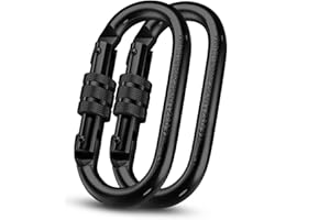 XTEK Climbing Carabiner Clip – UIAA Certified 25 kN 5620 LB, Large Heavy Duty Carabiners for Climbing: Oval-Shape, Screw Locking Steel Caribeener Clips, Hammocks, Hiking, Camping – Durable & Tested