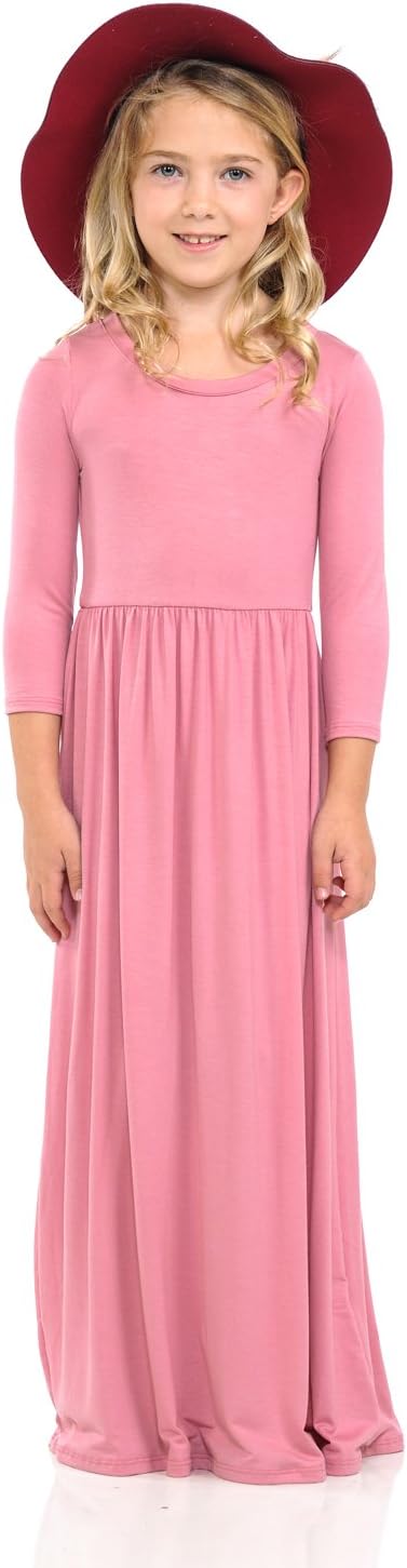 Pastel by Vivienne Honey Vanilla Girls' Fit and Flare Maxi Dress with Easy Removable Label