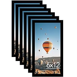 JCJMY 6x12 Black Picture Frame Set of 6, Horizontal