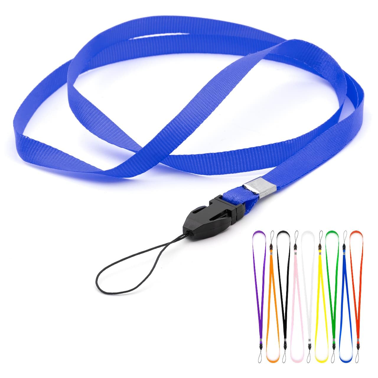 CKB LTD 50 x Blue Lanyards Neck Strap For ID Card/Holds USB Devices/Gym Key/Access Pass Holder Loop Clip