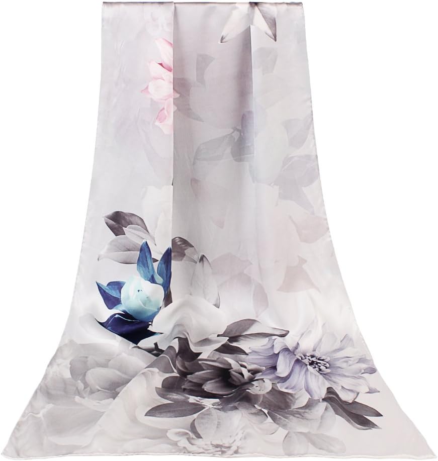 Women's 100% Mulberry Silk Long Scarf For Gift Hair Ladies Shawls Floral And Butterfly Scarf