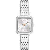 Armani Exchange AX Women's Watch, Square Watch for Women with Stainless Steel or Leather Band