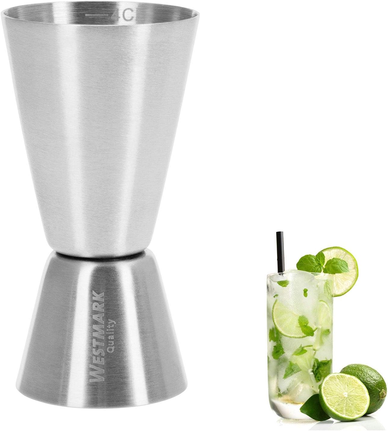 Westmark Kleiner Messbecher/Barmaß, Jigger für Cocktails, 2 Maßeinheiten: 2/4 cl, Rostfreier Edelstahl, Silber, 62772260