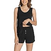 GYS Women's Bamboo Viscose Pajamas Set - Sleeveless Tank Top and Sleep Shorts Summer Pjs Lightweight Cooling Sleepwear