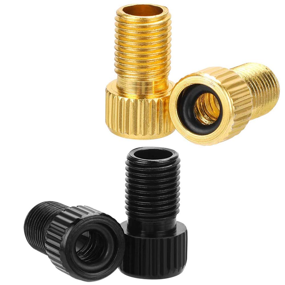 4 Pcs Presta Valve Adapter, XCOZU Brass Presta to Schrader Adapter Converter/Bike Bicycle Valve Adaptor with Seal Black O-Ring, Inflate Tyre Using Standard Pump or Air Compressor