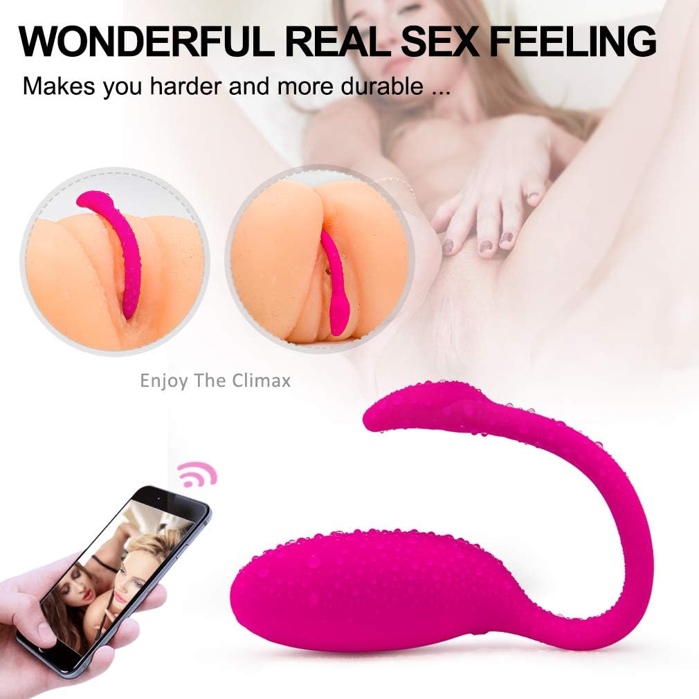 Wearable Vibe Plug C;itorials Stimulation Toys for Women Bullet APP Bluetooth Monster Massage 7 Speed Stimulator Wireless Remote Control Funny Women,Rose Red