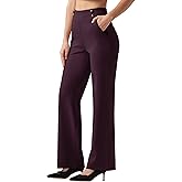 Willit Women's Wide Leg Dress Pants High Waisted Stretch Work Pants Office Business Casual Slacks Pockets Short Burgundy L