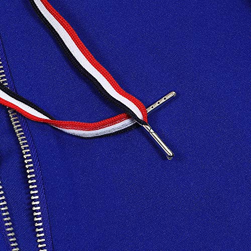 Deloreva Women Two Piece Outfits - Long Sleeve Zip Up Jacket Jogging Suit Pant Set Activewear Jumpsuit Blue M - Thumbnail 6