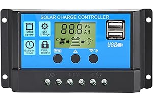 Anern 30A PWM Solar Charge Controller 12V/24V with LCD Display, Dual USB Solar Panel Battery Intelligent Regulator, Auto Parameter Adjustable, Timer Setting, Multiple Load Control Modes
