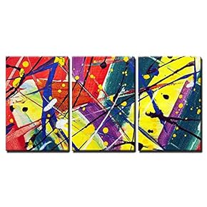 3 Piece Canvas Wall Art - Multi Colored Artwork Full Frame Close Up Texture Abstract - Modern Home Art Stretched and Framed Ready to Hang - 16"x24"x3 Panels