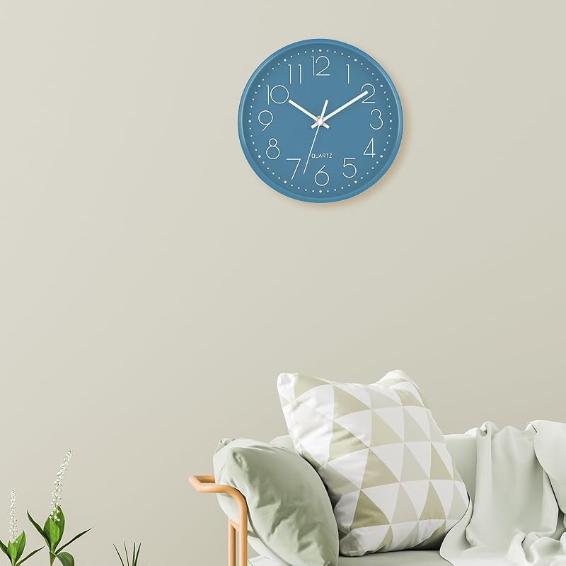 Orologio da Parete Moderno 20cm Grande Orologio da Parete Silenzioso Orologio Cucina per Cucina Home Office Scuola (Blu, 20cm) — foto 7 di 8