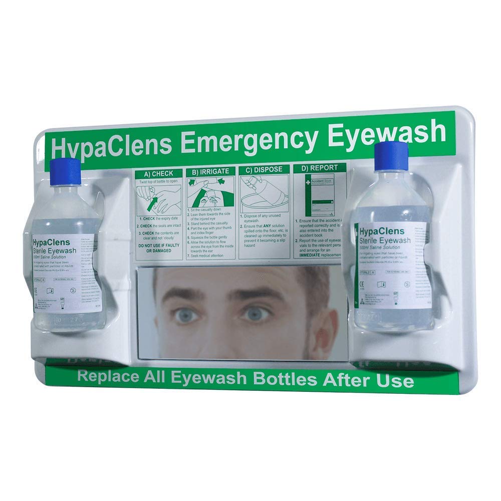 Hypaclens Premium Sterile Eyewash Station (2 x 500 ml and Mirror)