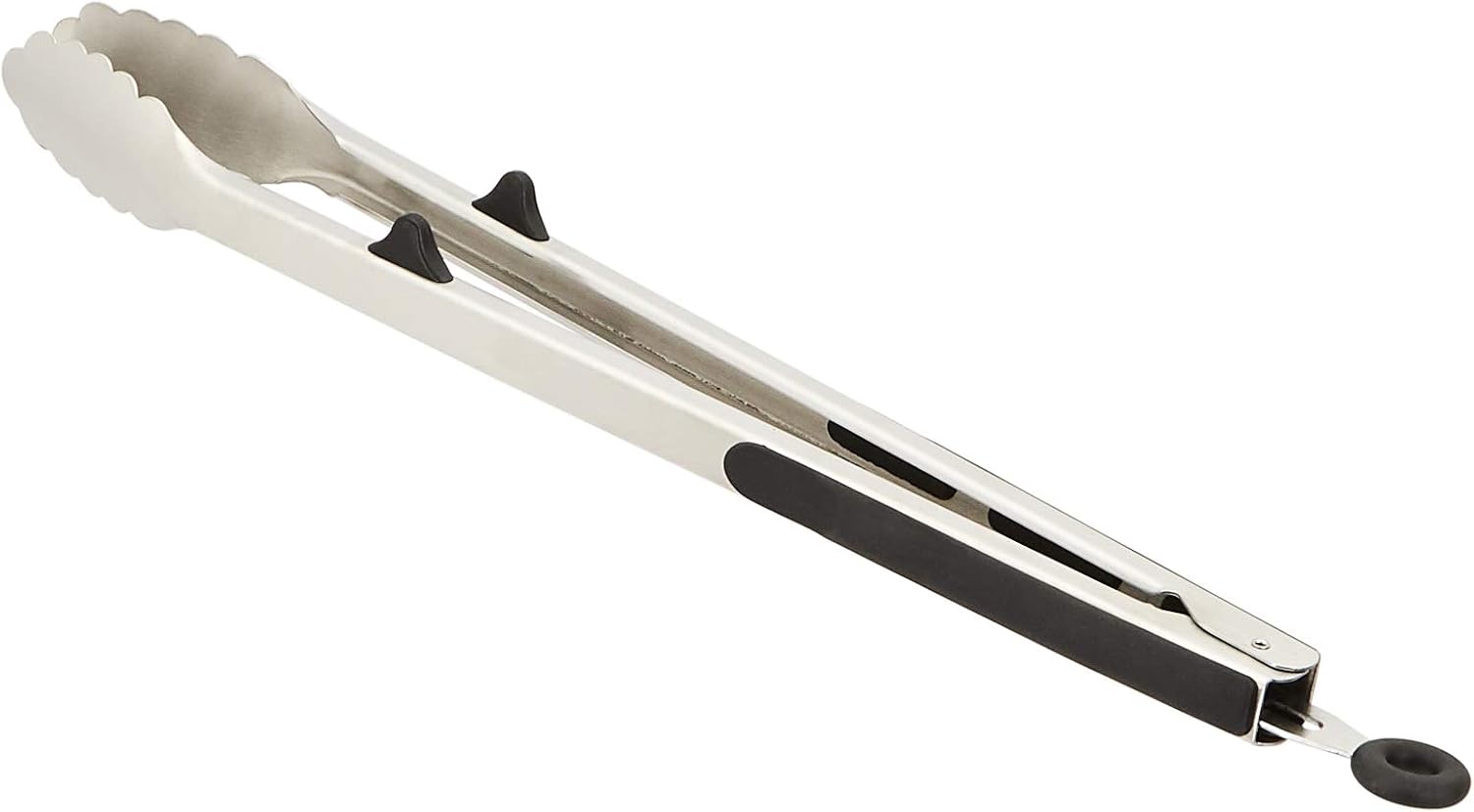 AmazonBasics Stainless Steel Kitchen Tongs, Black Non-Slip Grip, 16-Inch