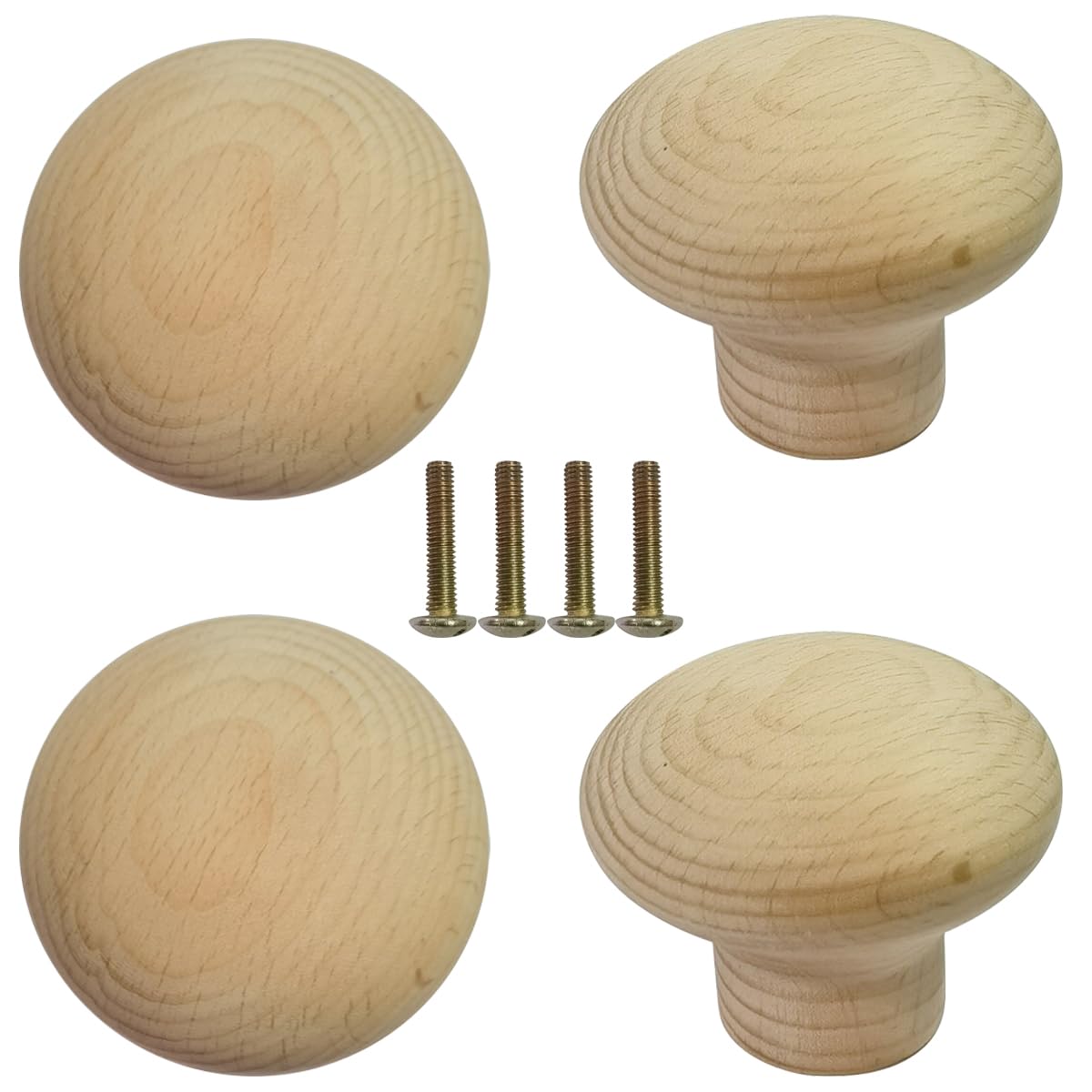 Photo 1 of Jaswass 2.3 Inch Big Wooden Knobs for Cabinets and Drawers Natural Wood Large Round Knobs Unfinished Cabinet Furniture Drawer Knobs Pulls Handles with Screw Pack of 4 (2.3 Inch)